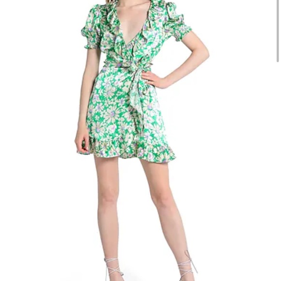 Topshop floral wrap daisy mini dress - Picture 2 of 5